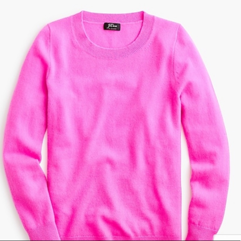 J. Crew 100% Cashmere Crewneck Sweater Pink Small